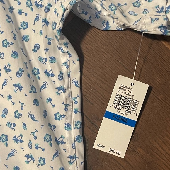 Men's IZOD Classic Printed Breeze Button Front summertime lightweight resort - Picture 7 of 8